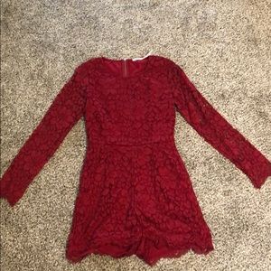Red lace romper